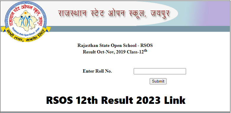 Rajasthan State Open School Scorecard @rsosapp.rajasthan.gov.in, RSOS 10th and 12th Result 2023
